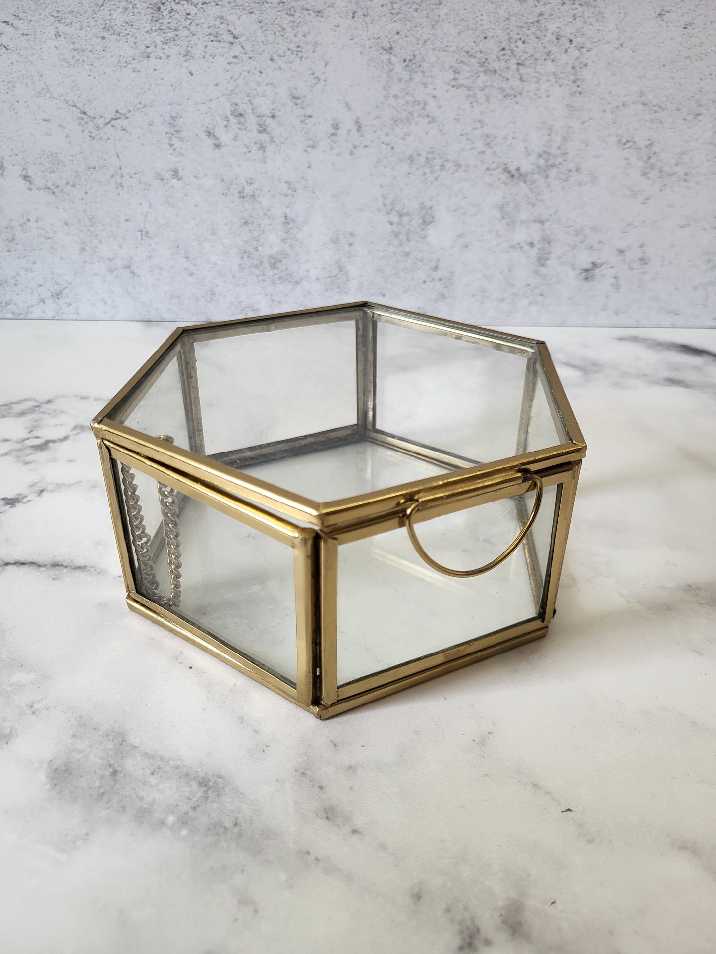 Hexagonal Glass Jewelry Box