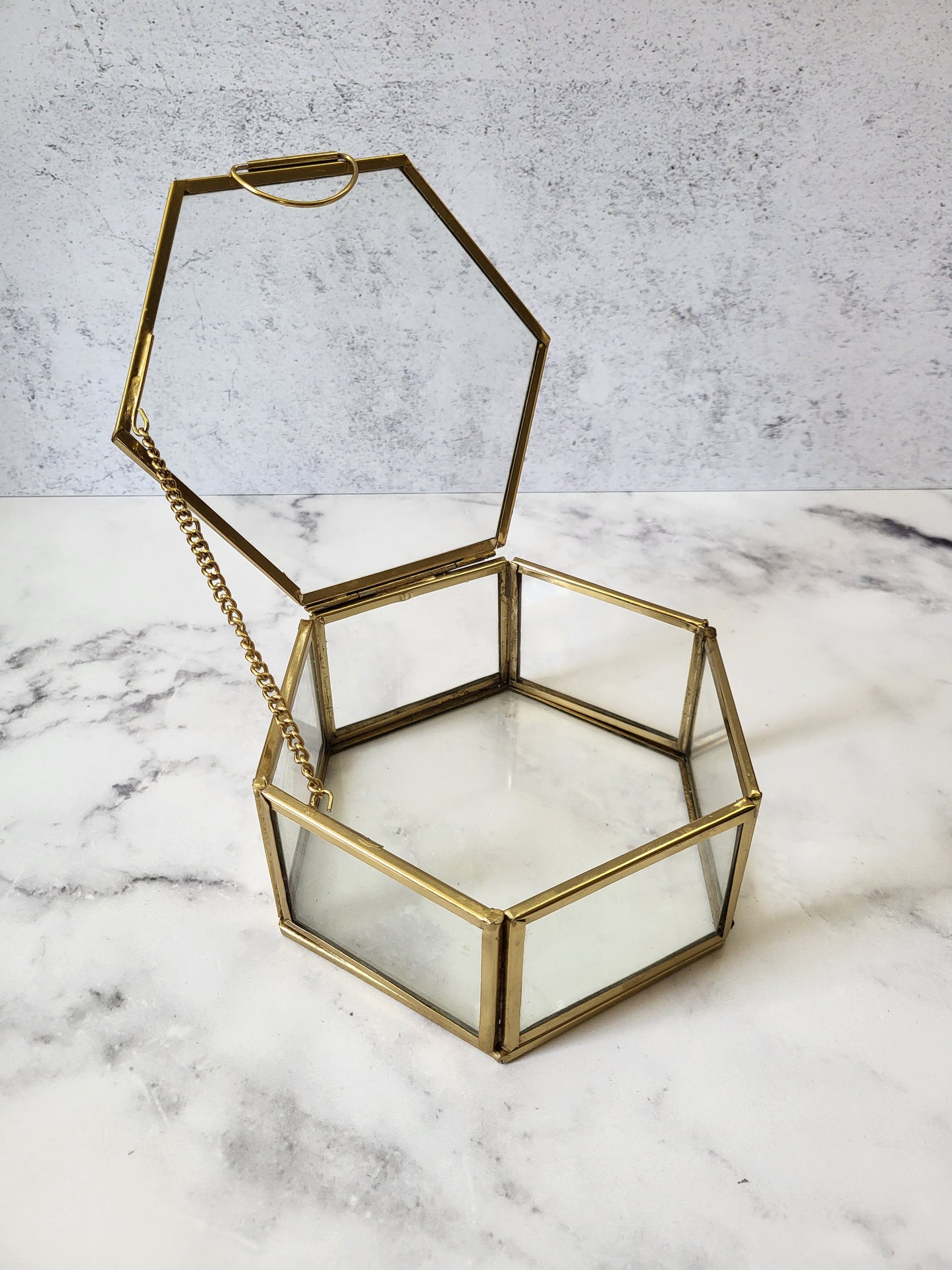 Hexagonal Glass Jewelry Box
