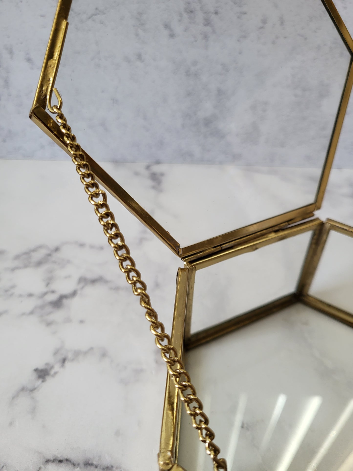 Hexagonal Glass Jewelry Box