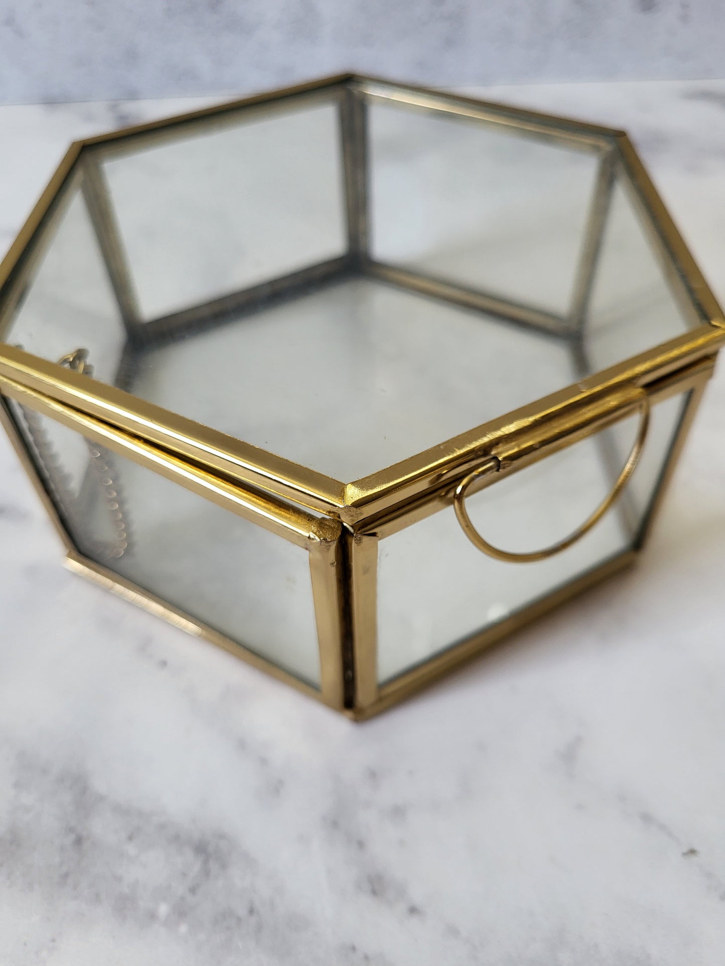 Hexagonal Glass Jewelry Box