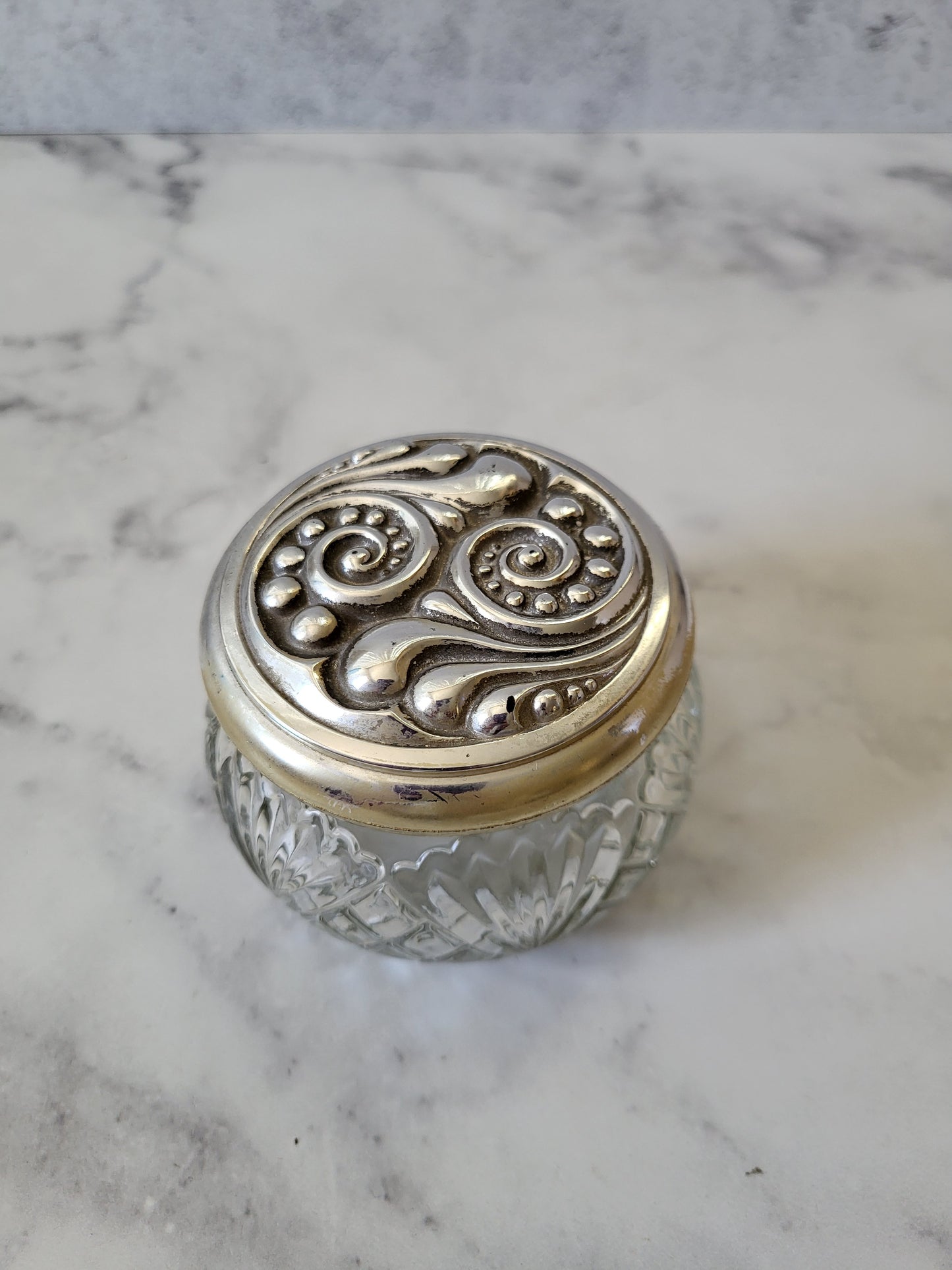 Vintage Avon Pressed Glass Vanity Trinket Jar