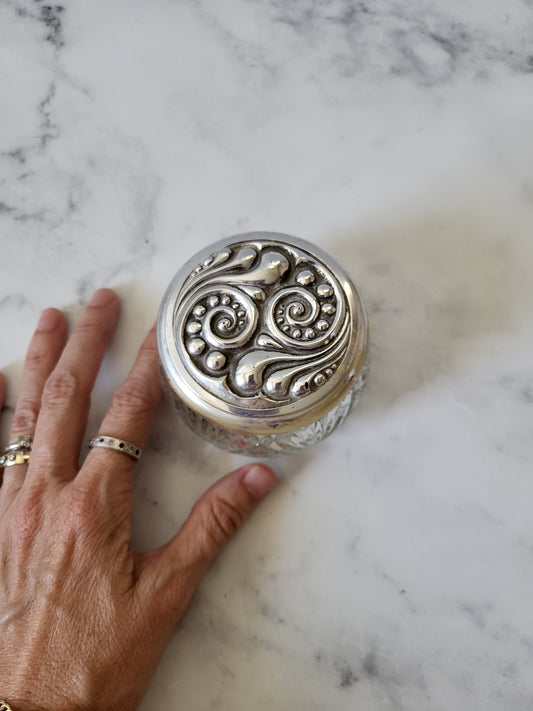 Vintage Avon Pressed Glass Vanity Trinket Jar