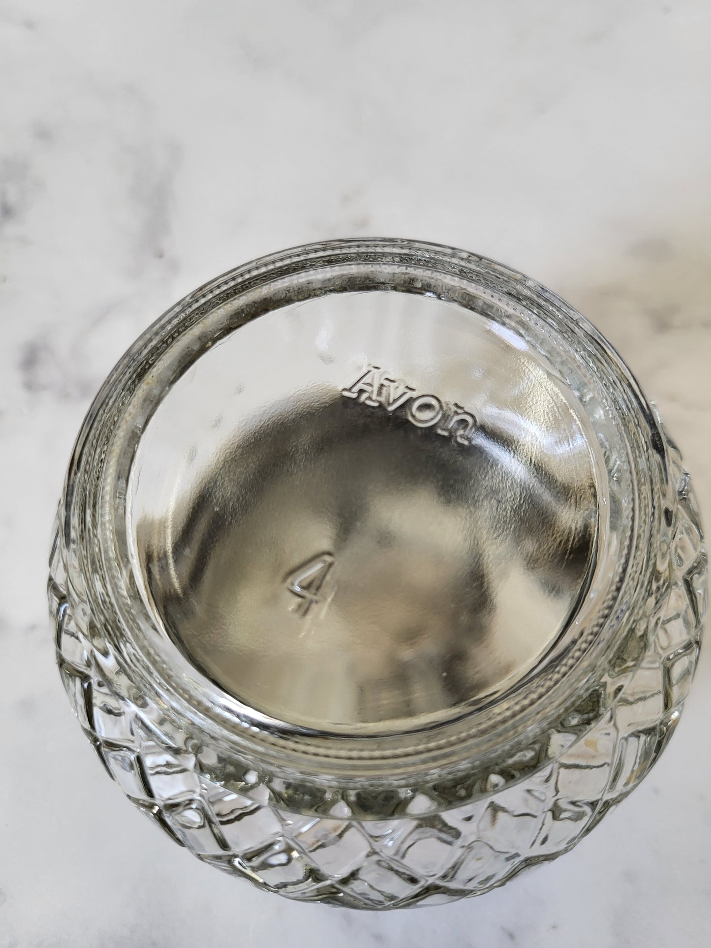 Vintage Avon Pressed Glass Vanity Trinket Jar