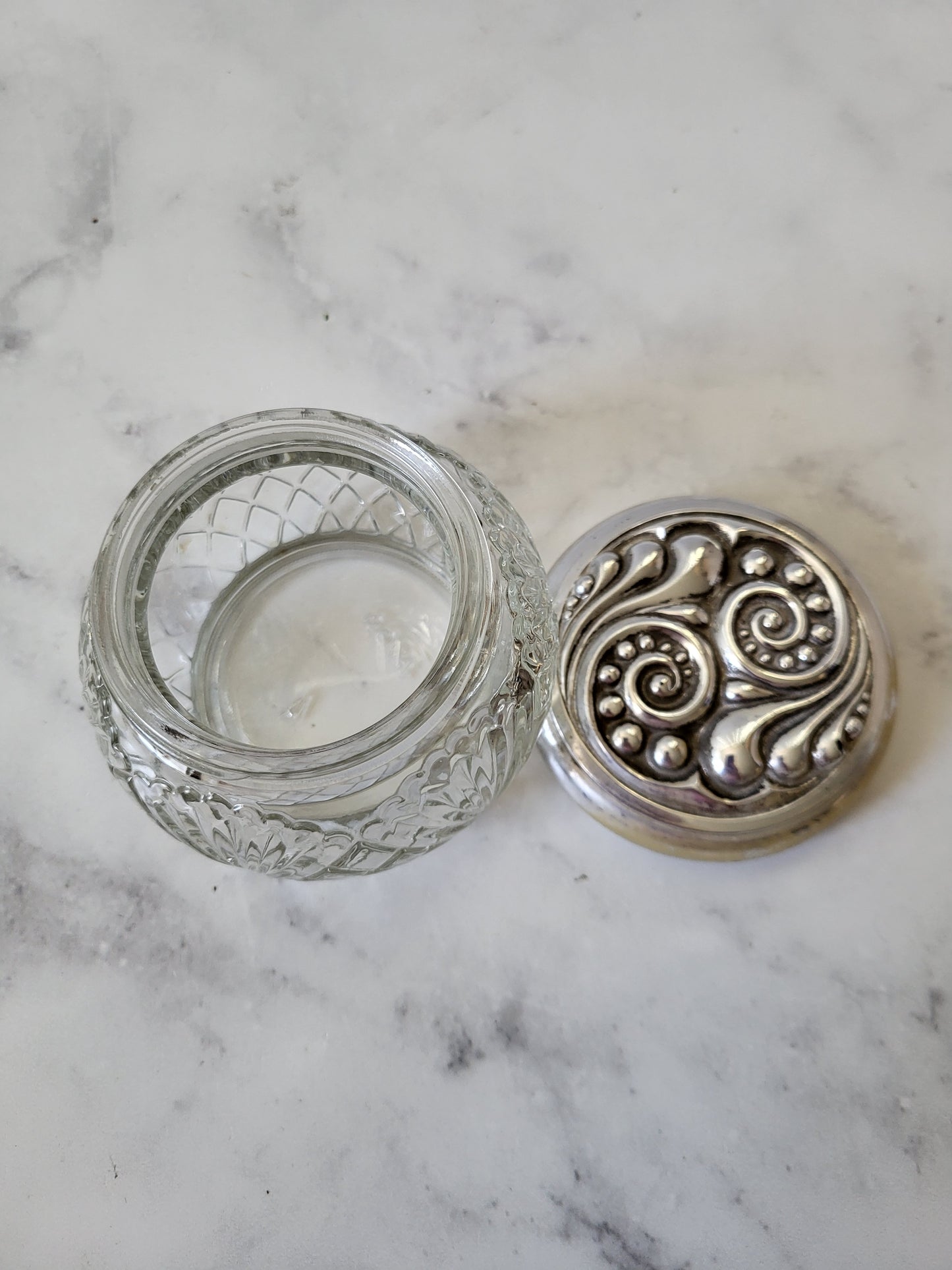 Vintage Avon Pressed Glass Vanity Trinket Jar