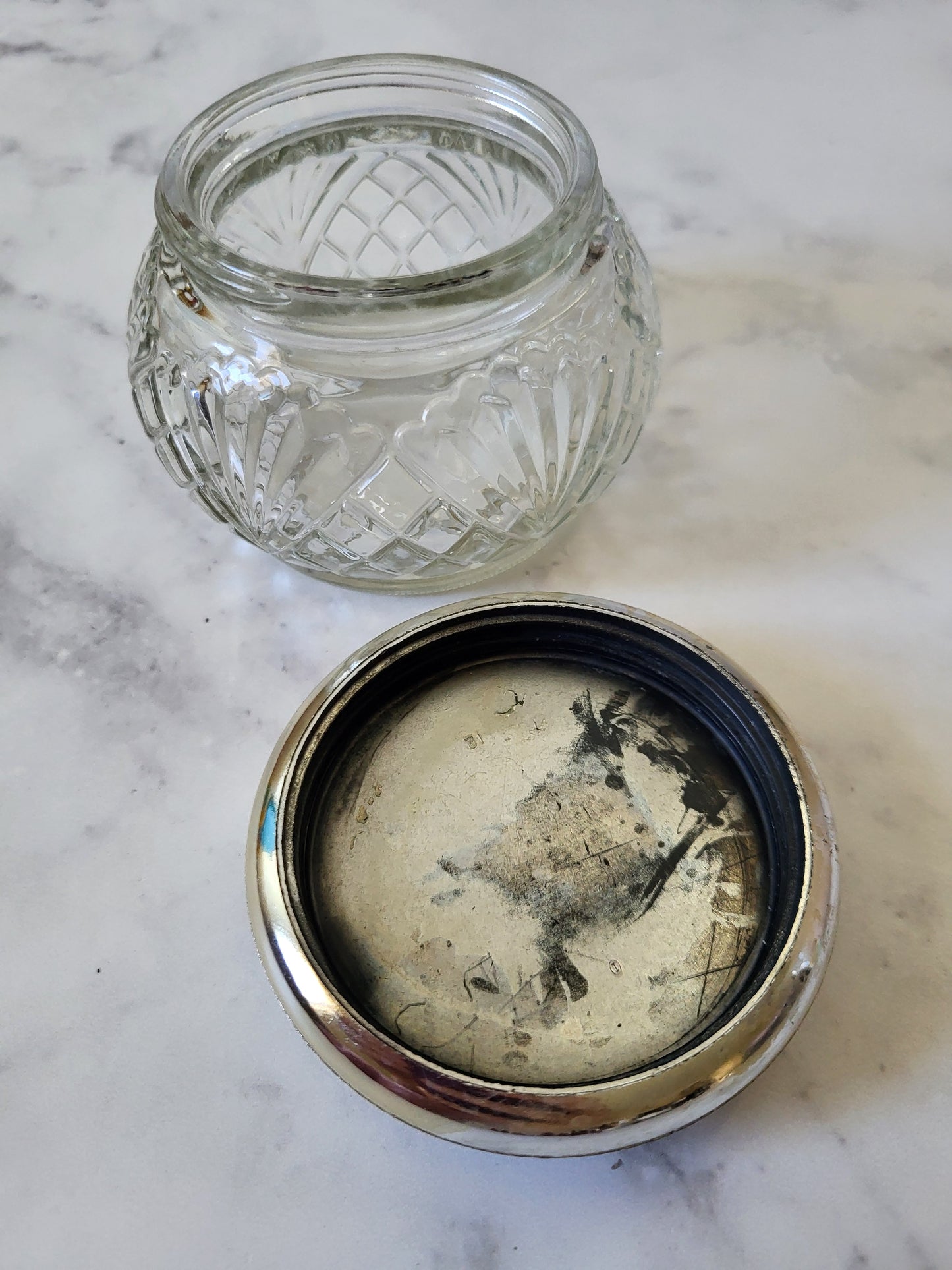 Vintage Avon Pressed Glass Vanity Trinket Jar