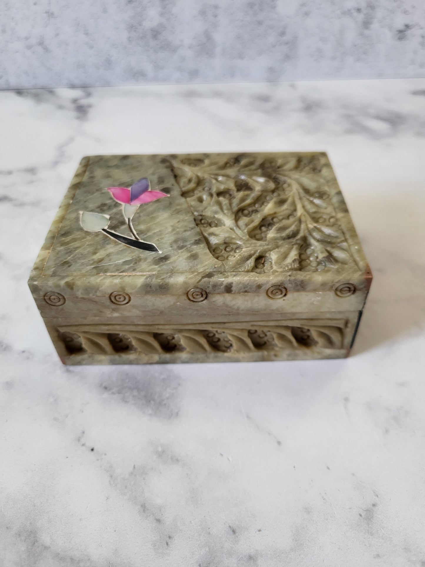 Hand-Carved Soapstone Trinket Box