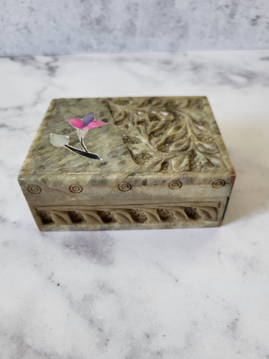 Hand-Carved Soapstone Trinket Box
