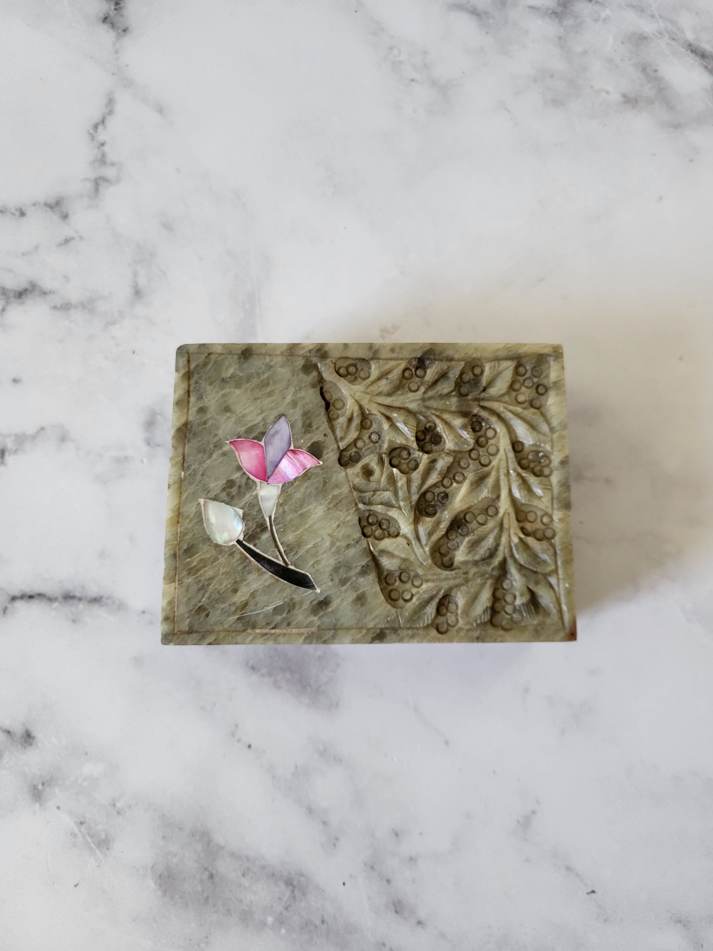 Hand-Carved Soapstone Trinket Box