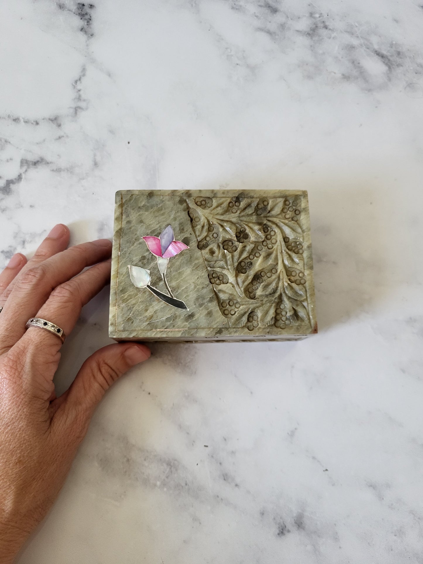 Hand-Carved Soapstone Trinket Box