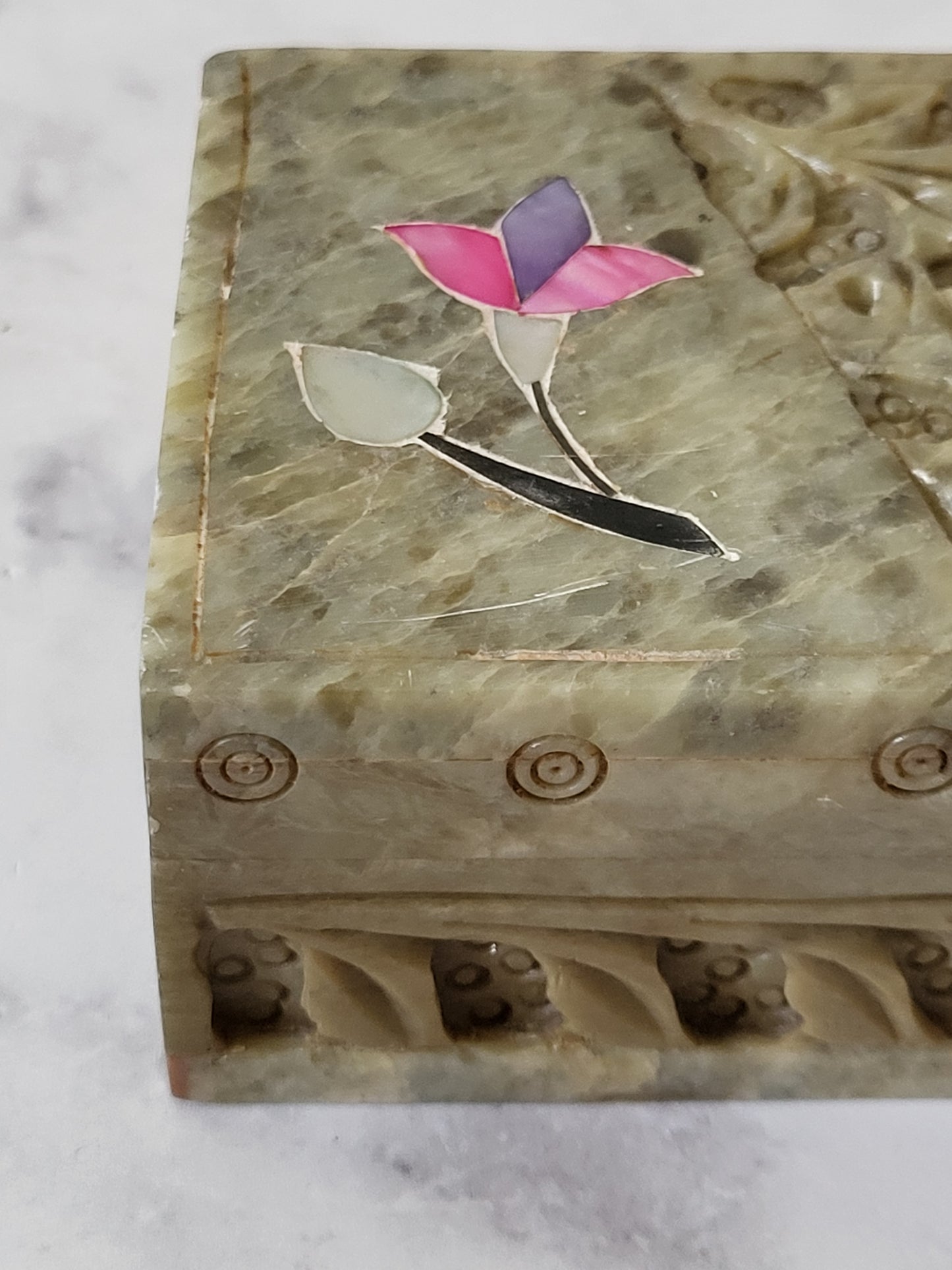 Hand-Carved Soapstone Trinket Box