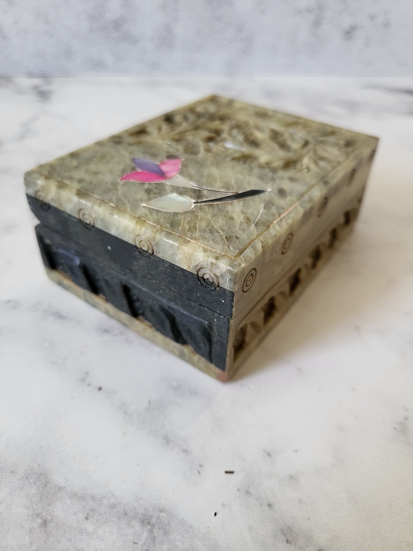 Hand-Carved Soapstone Trinket Box
