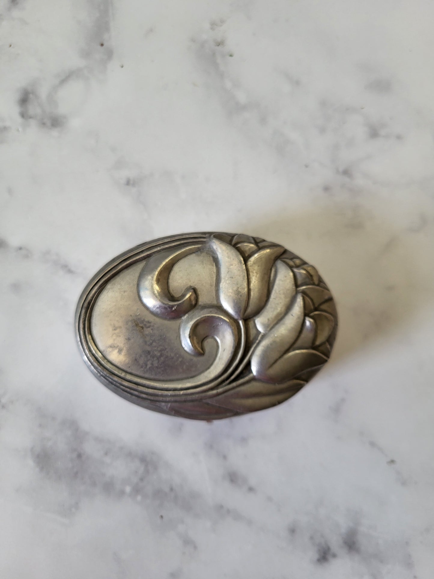 Vintage 1987 Seagull Pewter Iris Trinket Box
