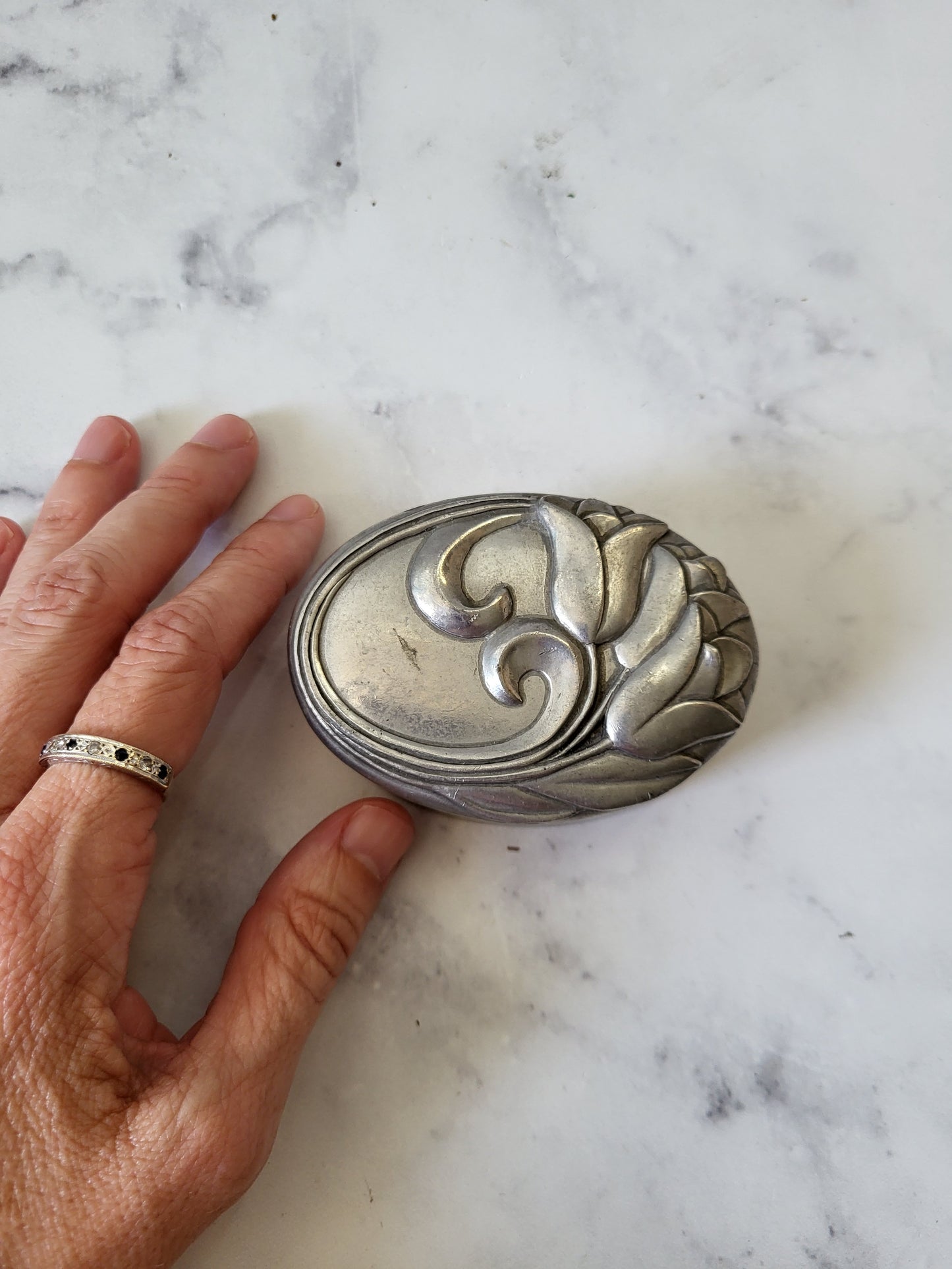 Vintage 1987 Seagull Pewter Iris Trinket Box