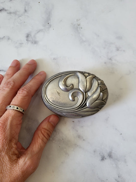 Vintage 1987 Seagull Pewter Iris Trinket Box