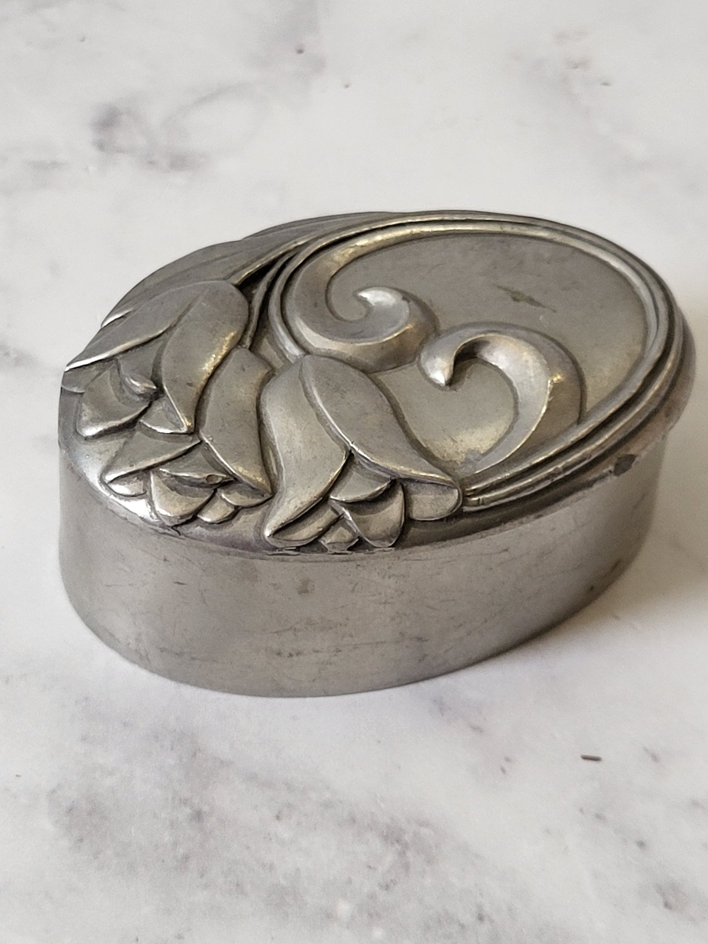 Vintage 1987 Seagull Pewter Iris Trinket Box