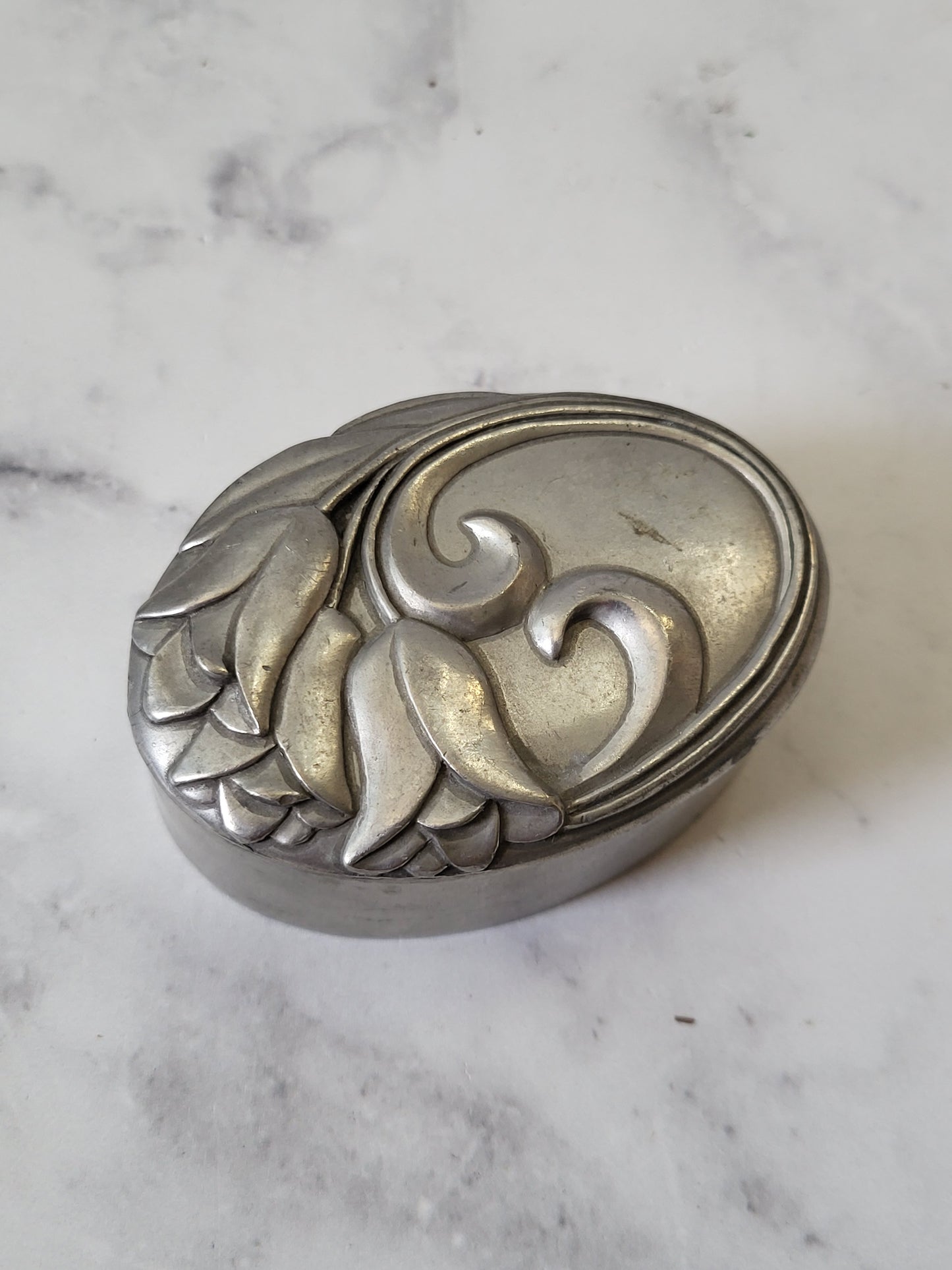 Vintage 1987 Seagull Pewter Iris Trinket Box