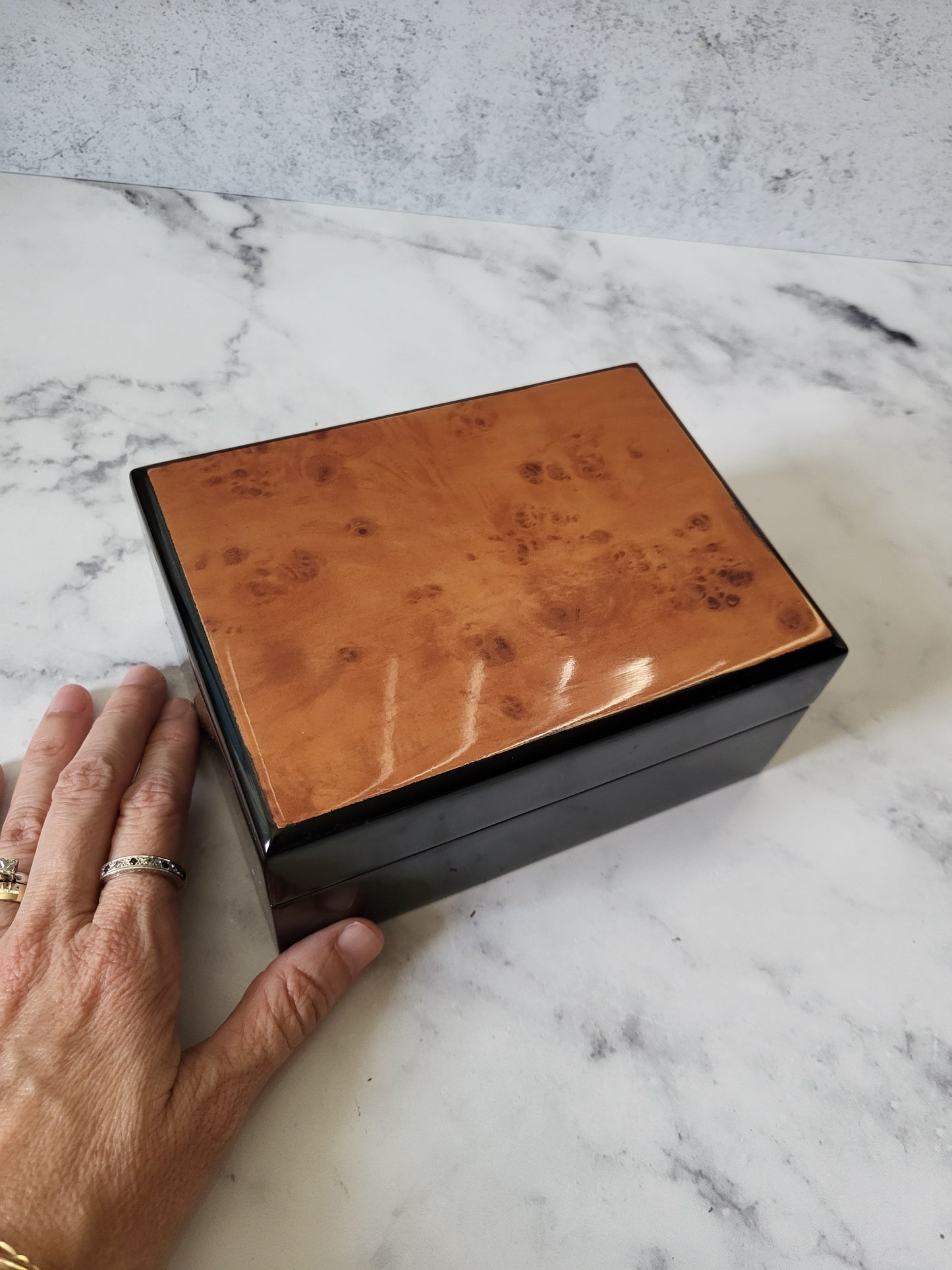 Vintage Black Lacquer Jewelry Box