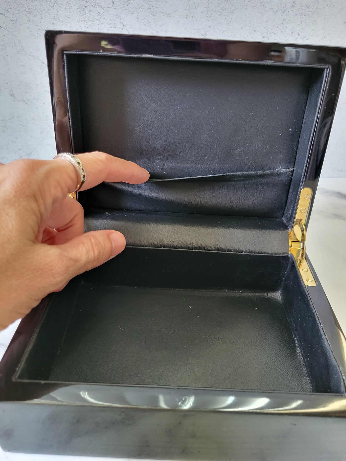 Vintage Black Lacquer Jewelry Box