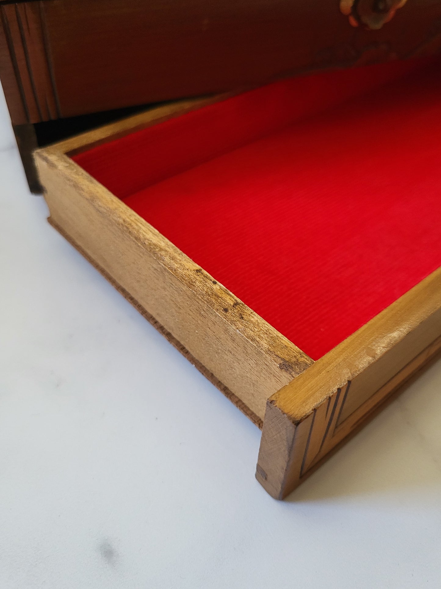 Vintage Hand Carved Asian Wood Jewelry Box