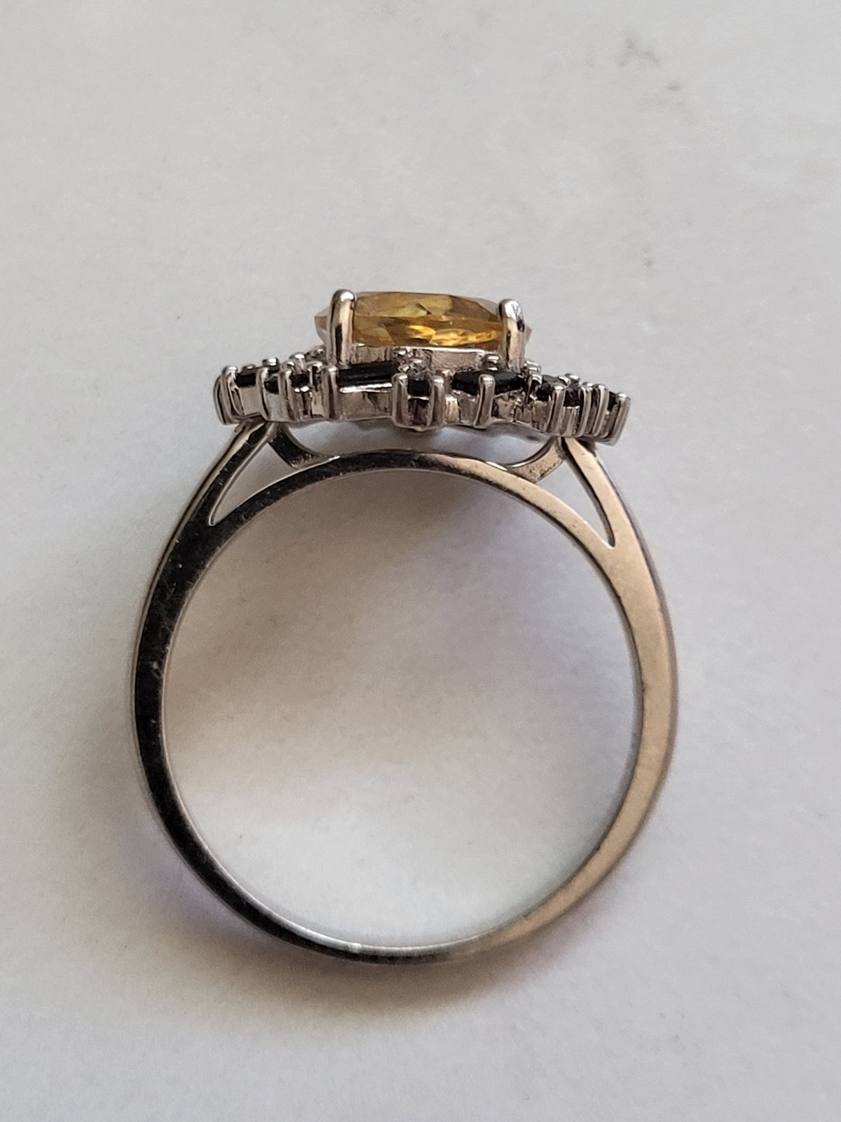 Citrine & Black Spinel Sterling Silver Starburst Ring