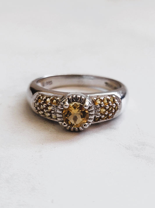 Vintage Sterling Silver Golden Citrine-Color Gemstone Ring
