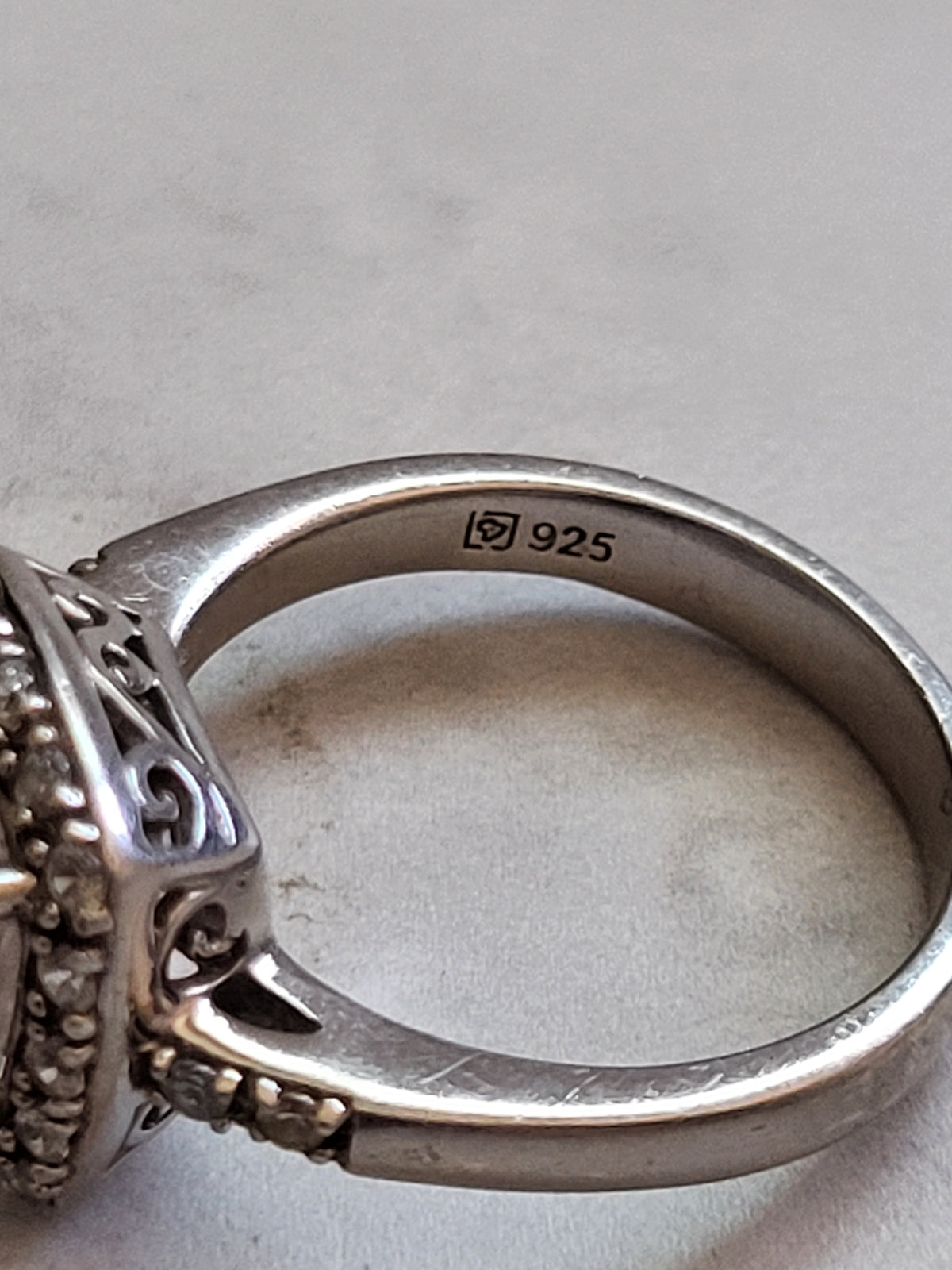 Sterling Silver Cushion Cut Halo Statement Ring