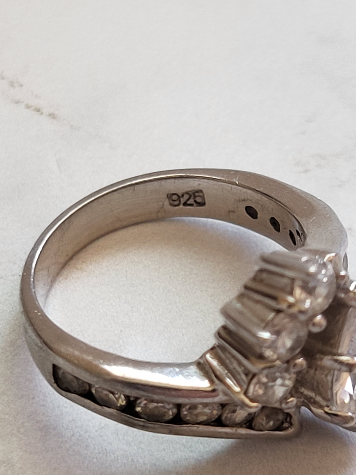 Vintage Sterling Silver Marquise CZ Statement Ring