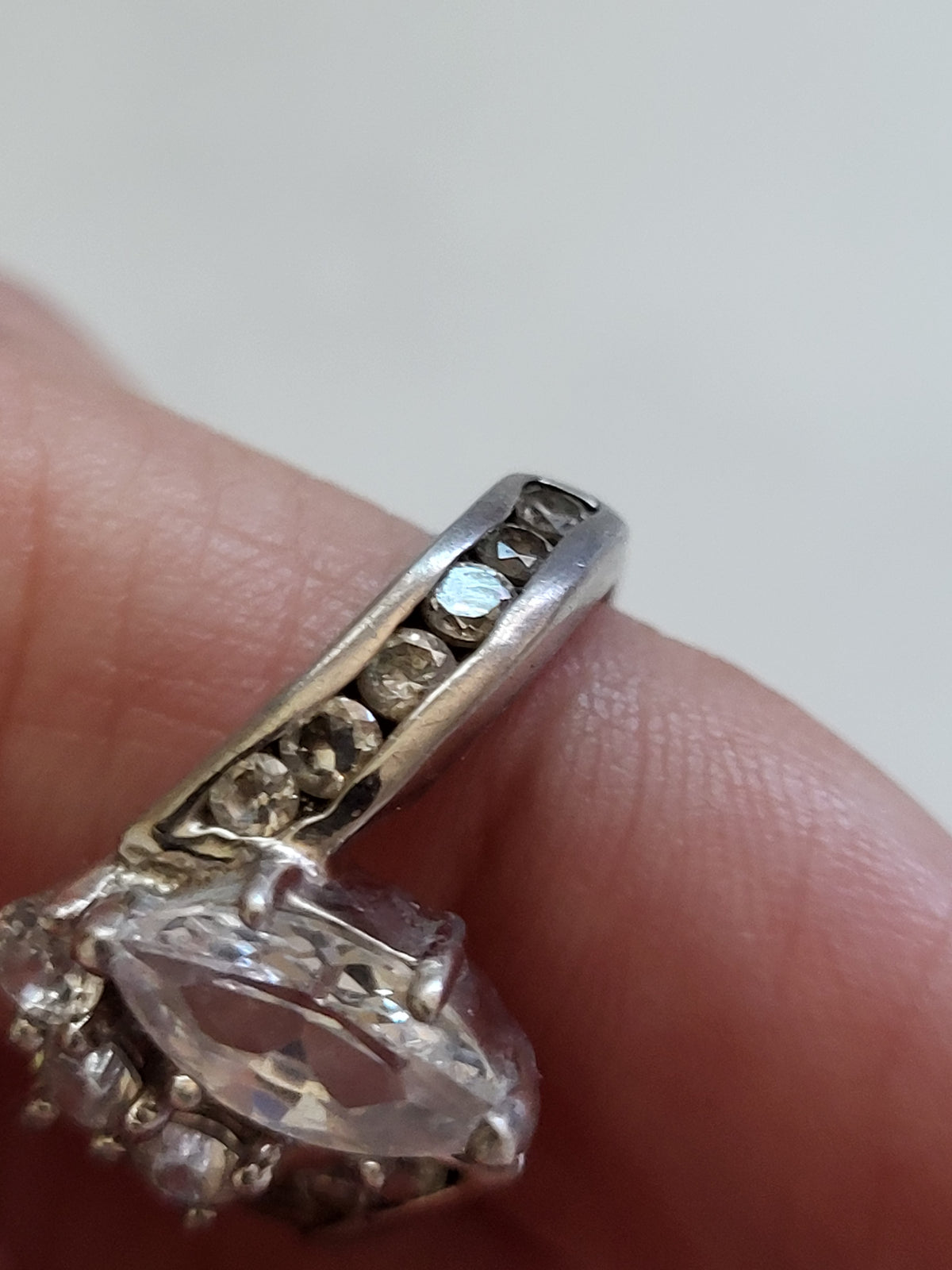 Vintage Sterling Silver Marquise CZ Statement Ring