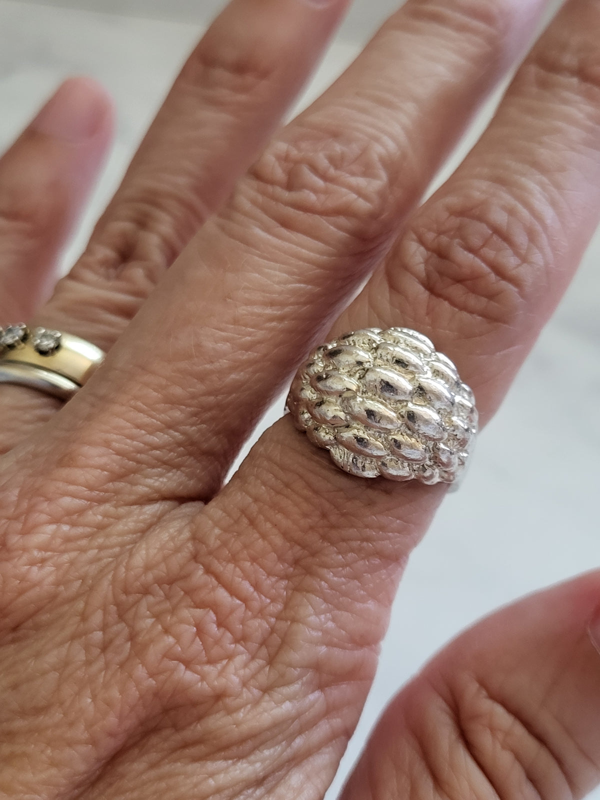 Vintage Sterling Silver Textured Dome Statement Ring