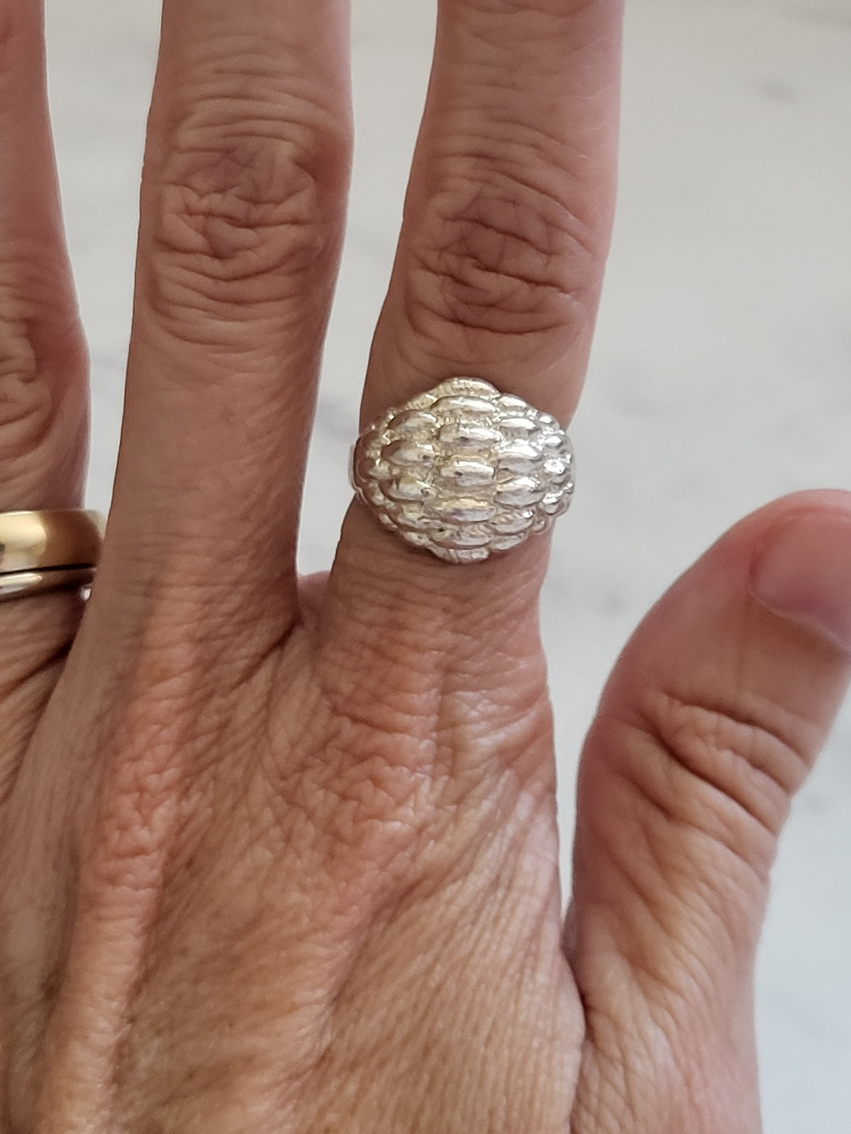 Vintage Sterling Silver Textured Dome Statement Ring