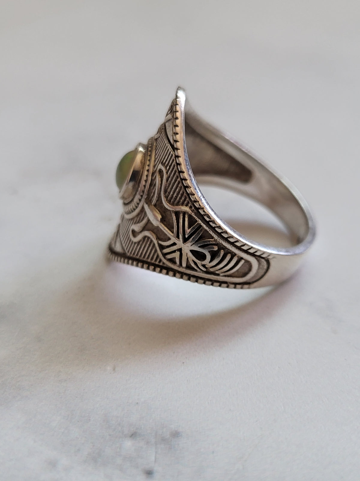 925 Sterling Silver Opal Statement Ring – Egyptian Revival Inspired