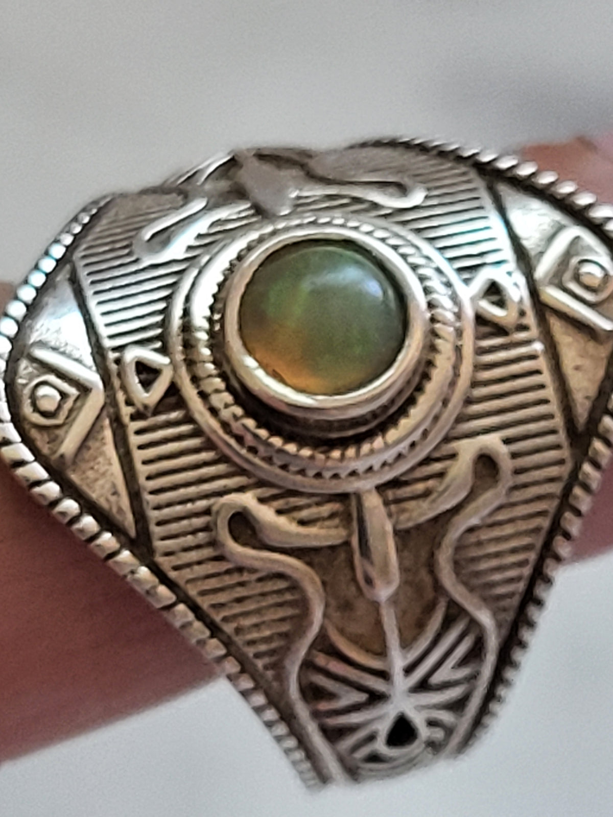 925 Sterling Silver Opal Statement Ring – Egyptian Revival Inspired