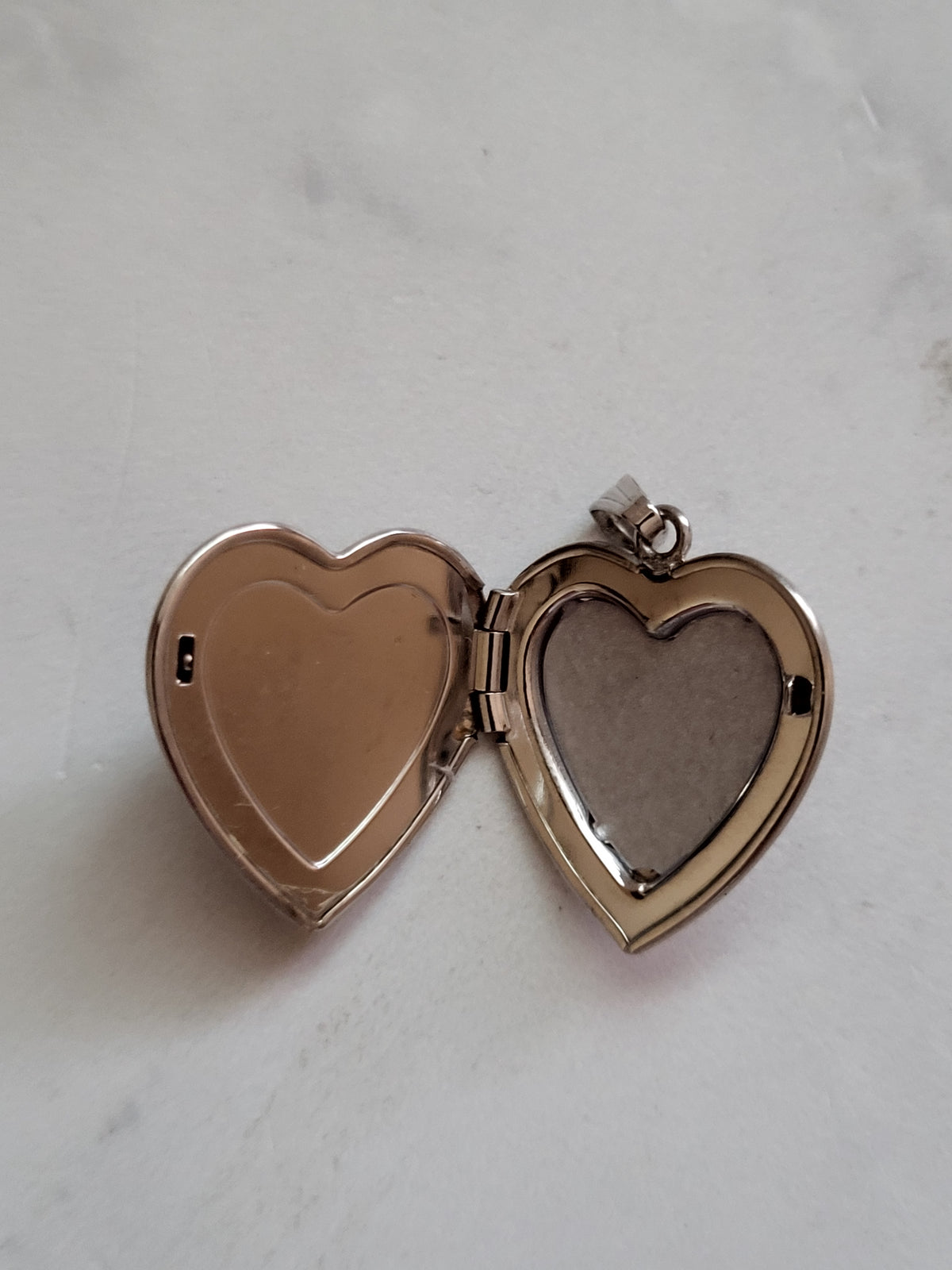 Vintage Sterling Silver Heart Locket Pendant with Rhinestone Accents