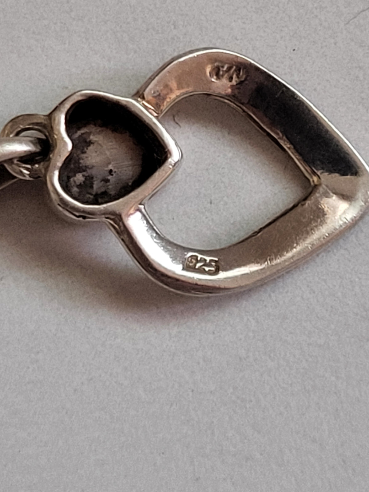 Sterling Silver Mother of Pearl & Marcasite Double Heart Pendant