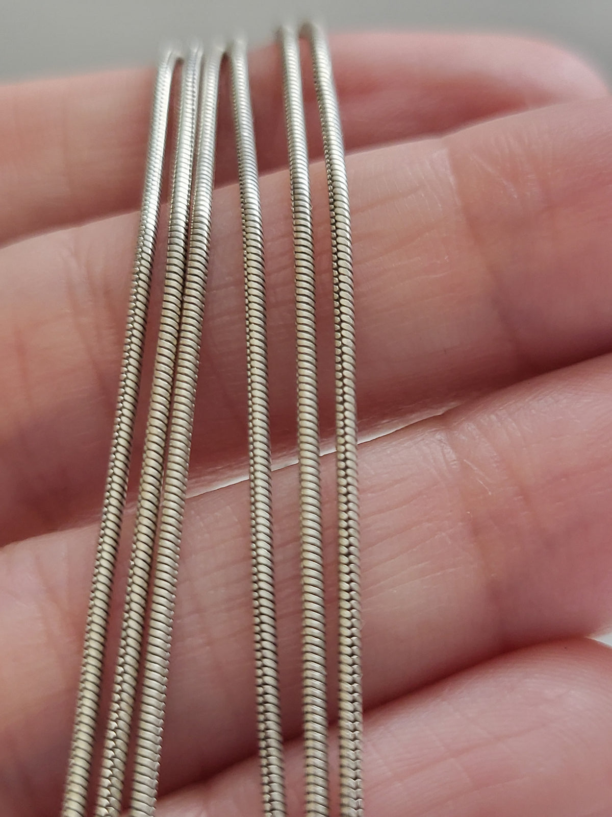 Vintage Italian Sterling Silver Three Strand Snake Chain Necklace